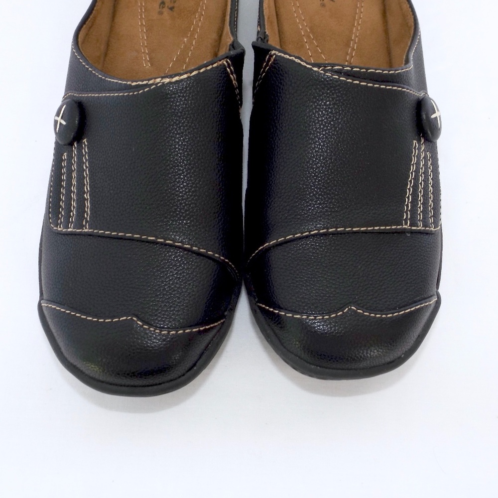 Black Slip On Faux Leather Shoes,  Valley Lane, Cushioned insoles, Size 9